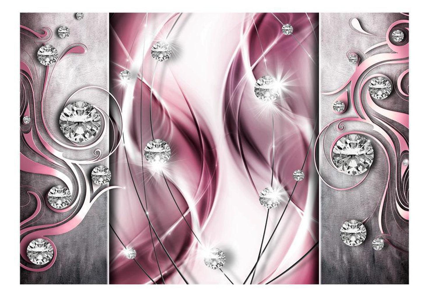 Glam Wallpaper Wall Mural - Pink Diamond Swirls