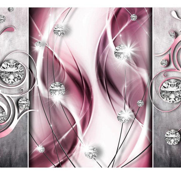 Glam Wallpaper Wall Mural - Pink Diamond Swirls