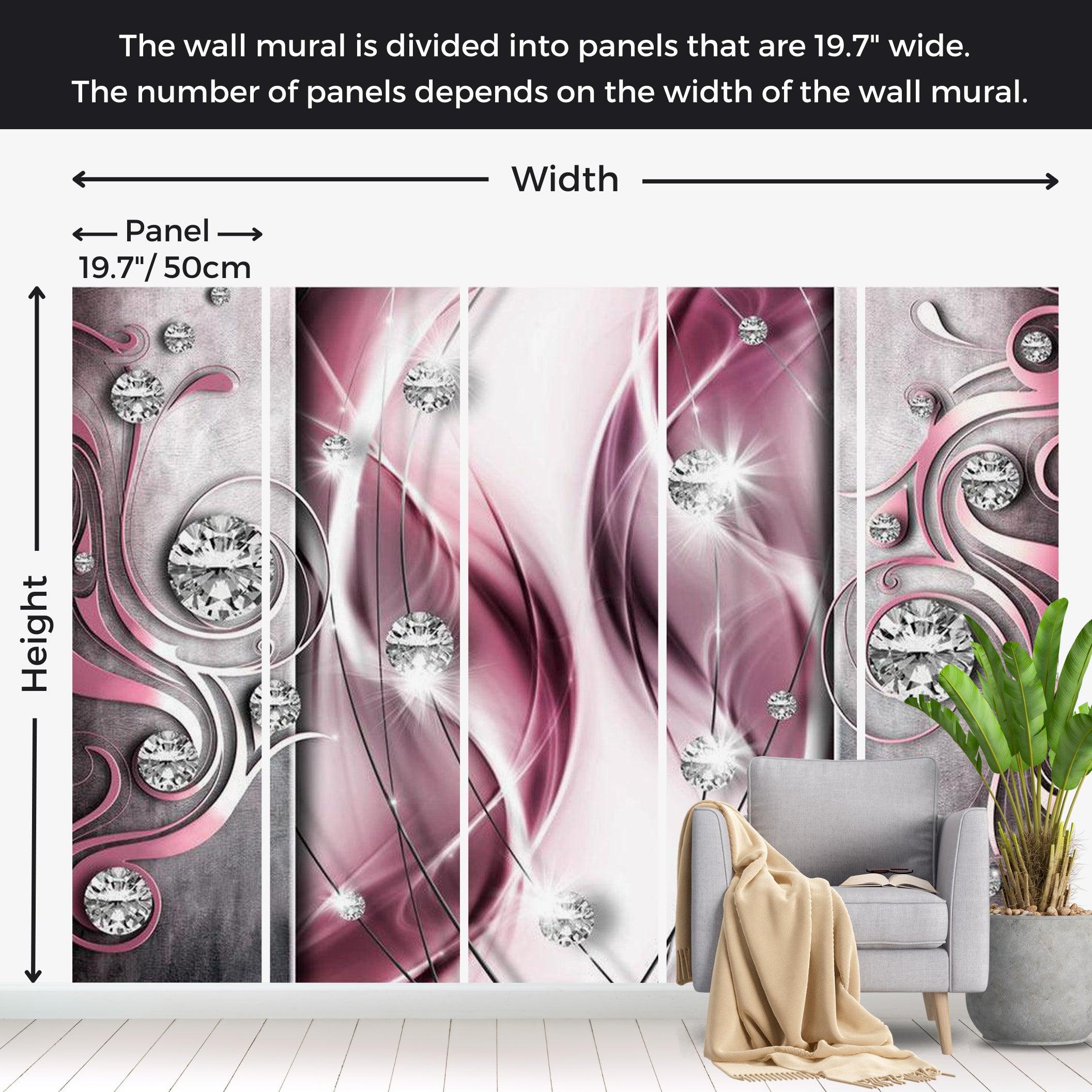 Glam Wallpaper Wall Mural - Pink Diamond Swirls