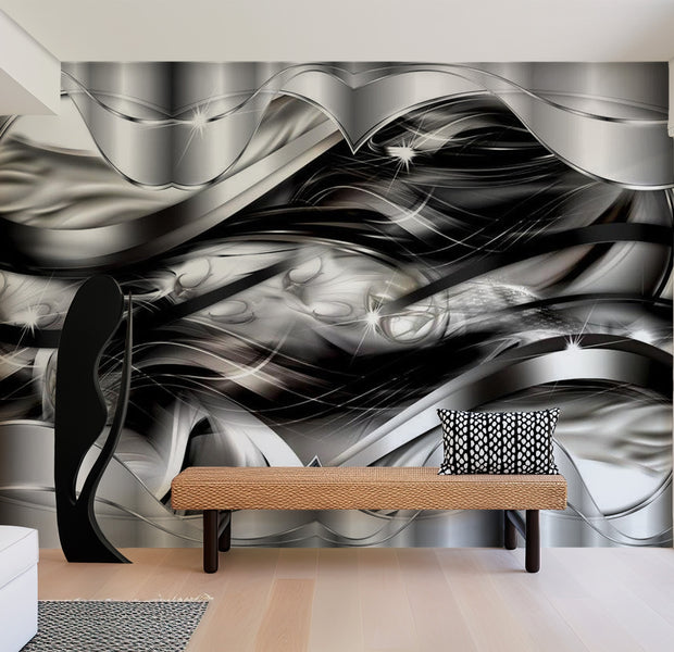 Glam Wallpaper Wall Mural - Platinum Fog 39"Wx27"H