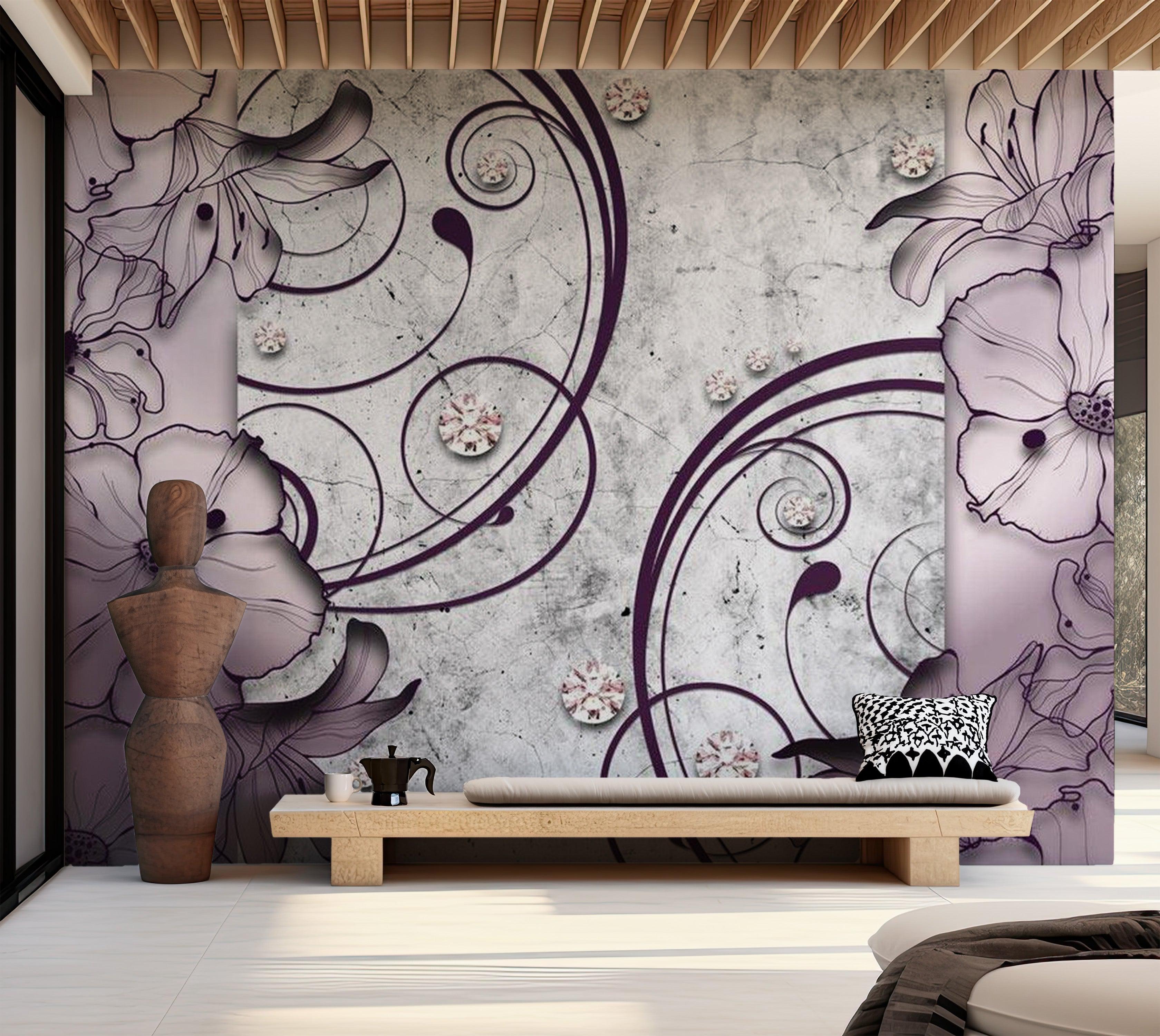 Glam Wallpaper Wall Mural - Purple Summer Dream