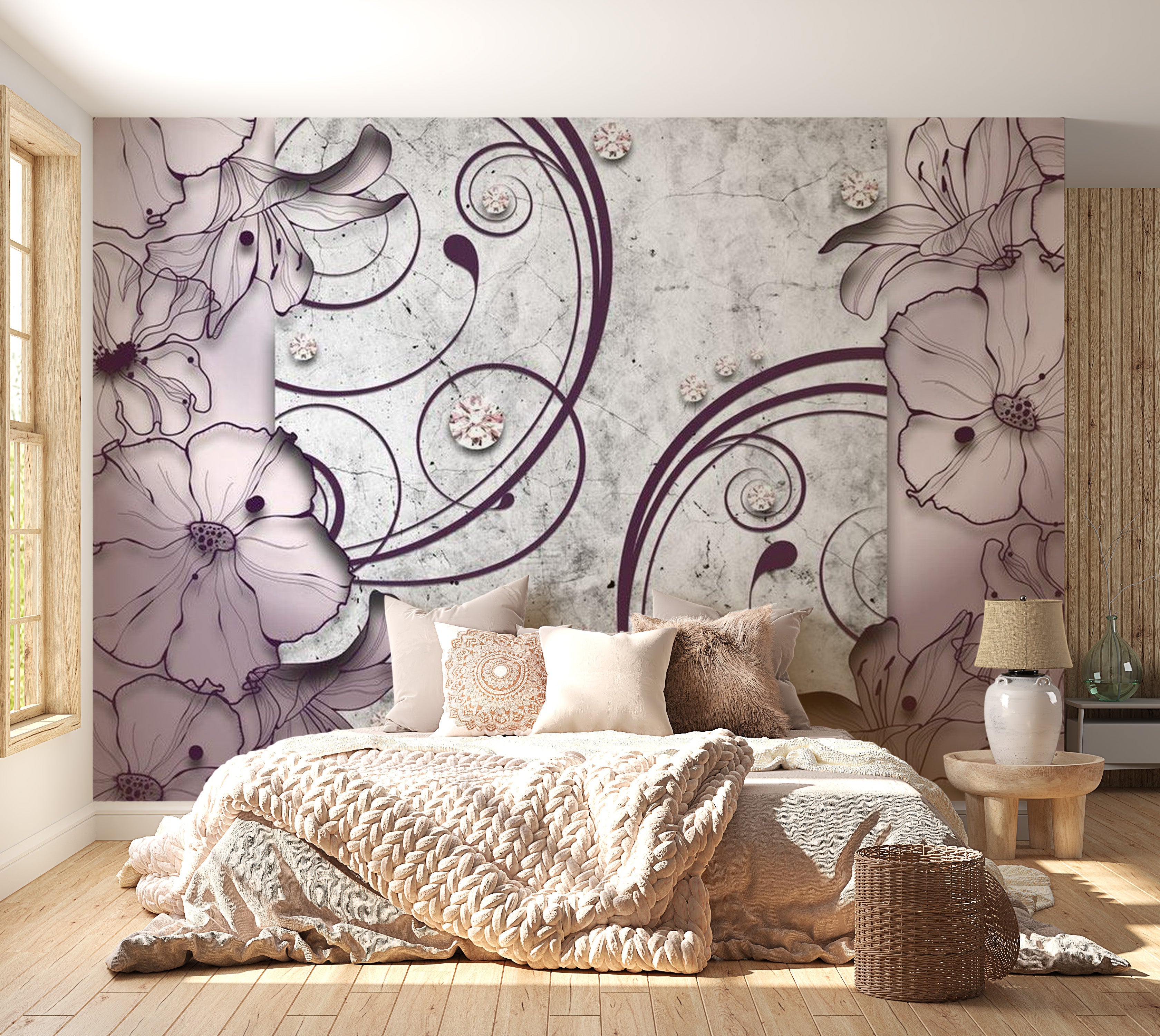 Glam Wallpaper Wall Mural - Heather Dream 39"Wx27"H