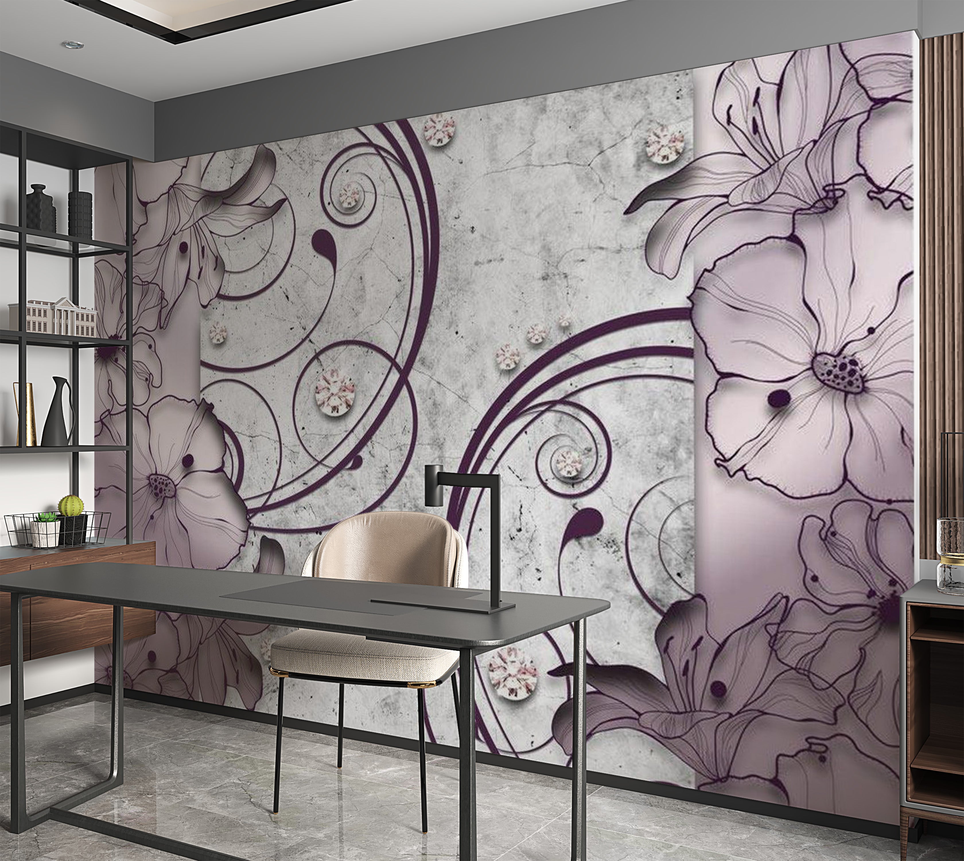 Glam Wallpaper Wall Mural - Heather Dream 39"Wx27"H