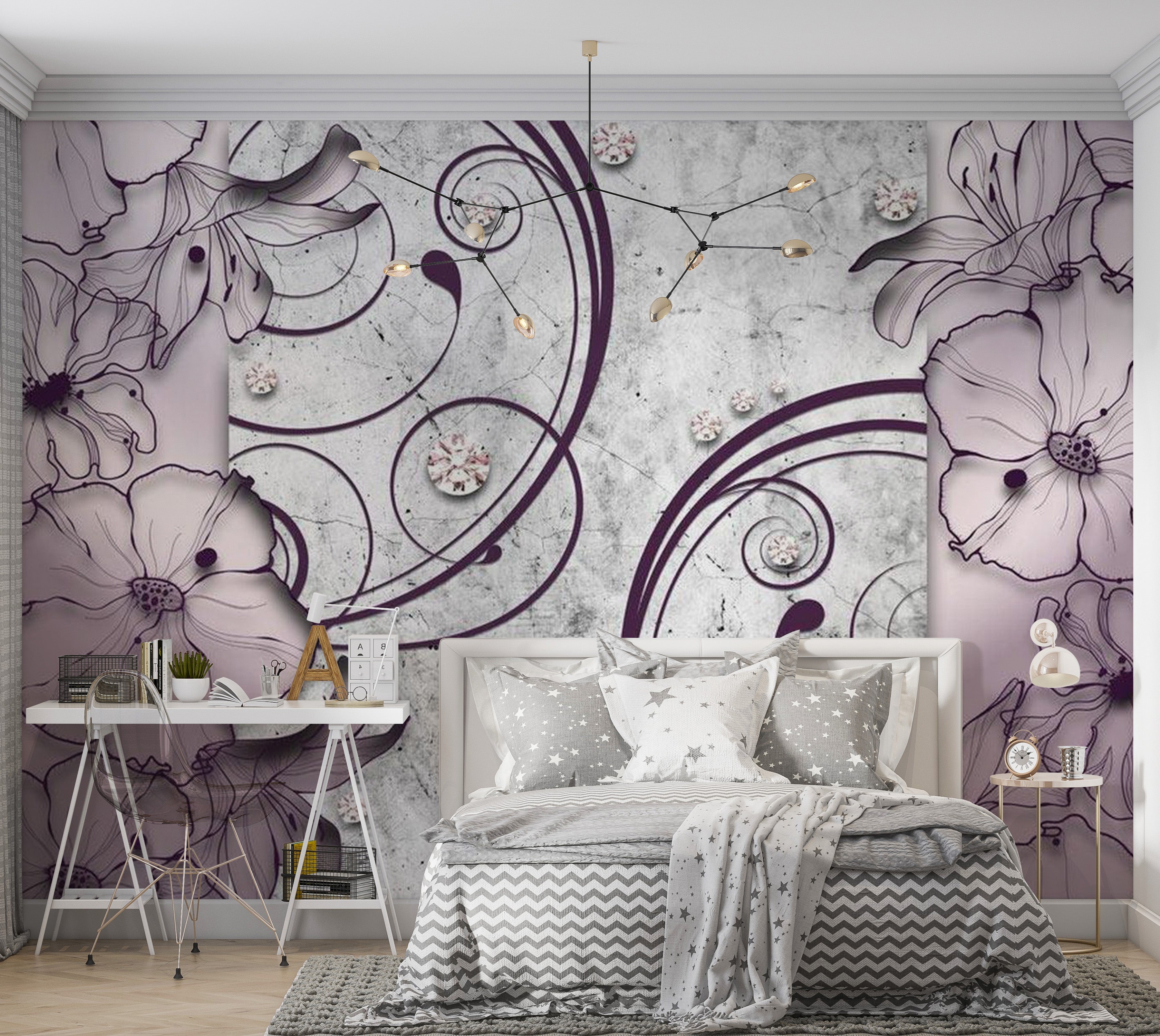 Glam Wallpaper Wall Mural - Heather Dream 39"Wx27"H