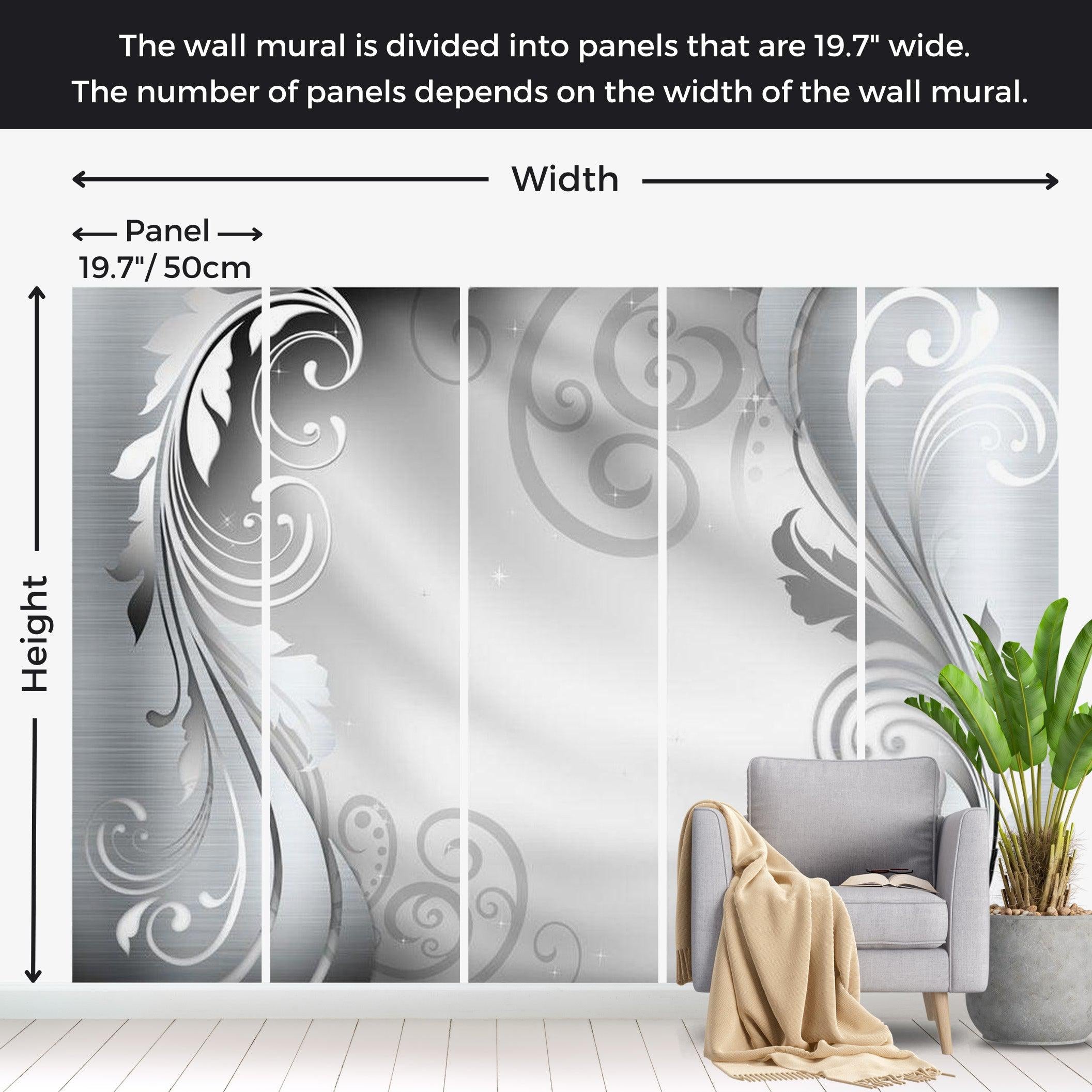 Glam Wallpaper Wall Mural - Silver Ornament