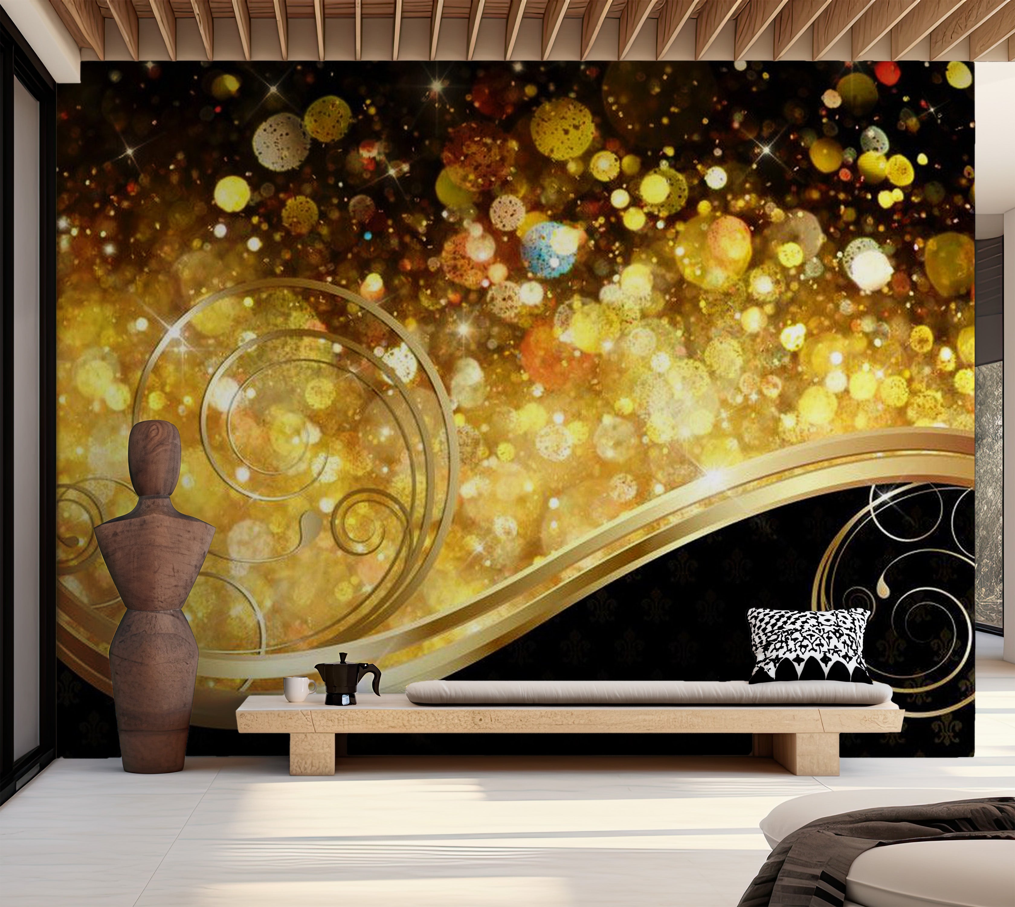 Glam Wallpaper Wall Mural - Amber Bay 39"Wx27"H