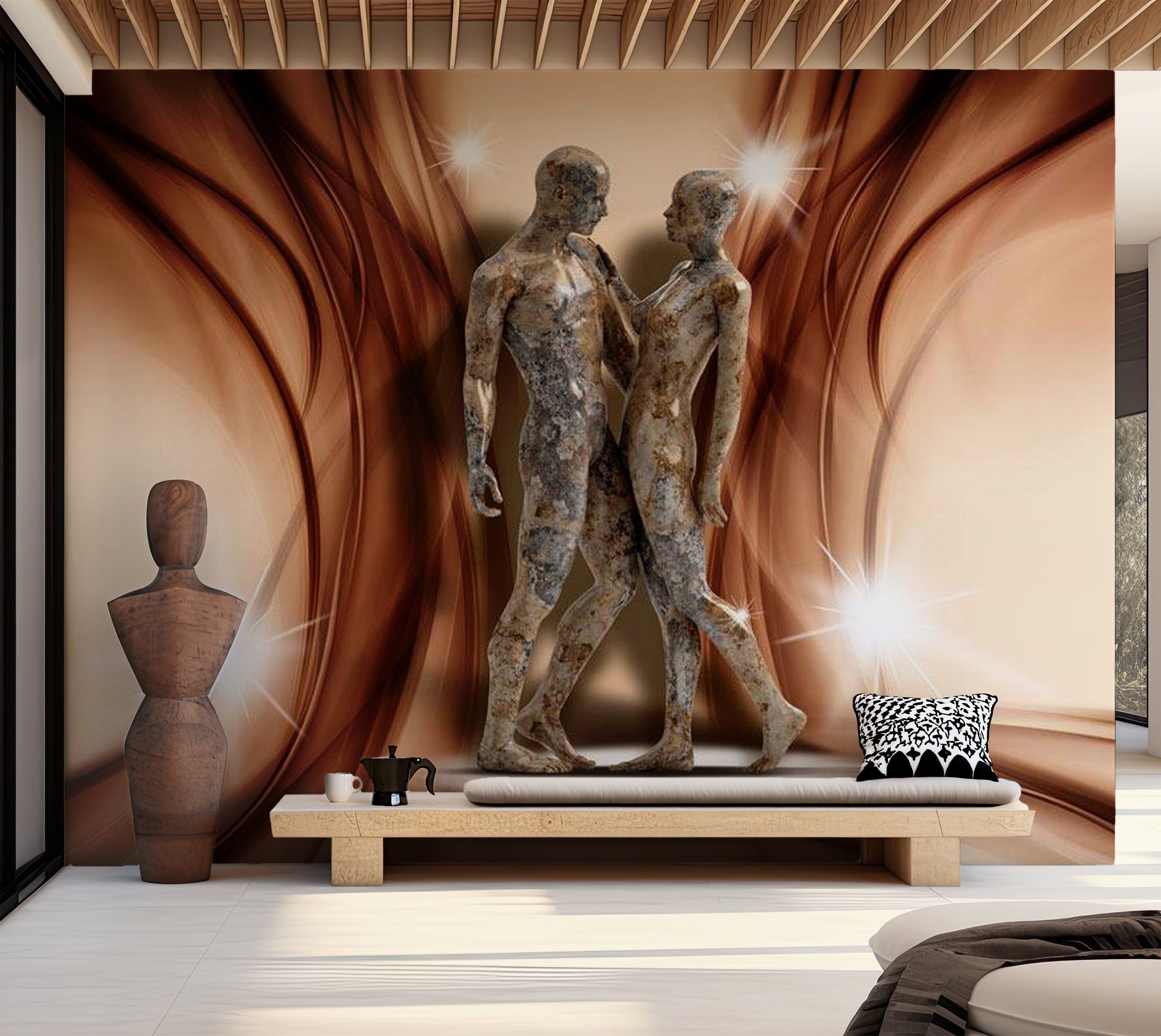 Glam Wallpaper Wall Mural - Stone Couple 39"Wx27"H