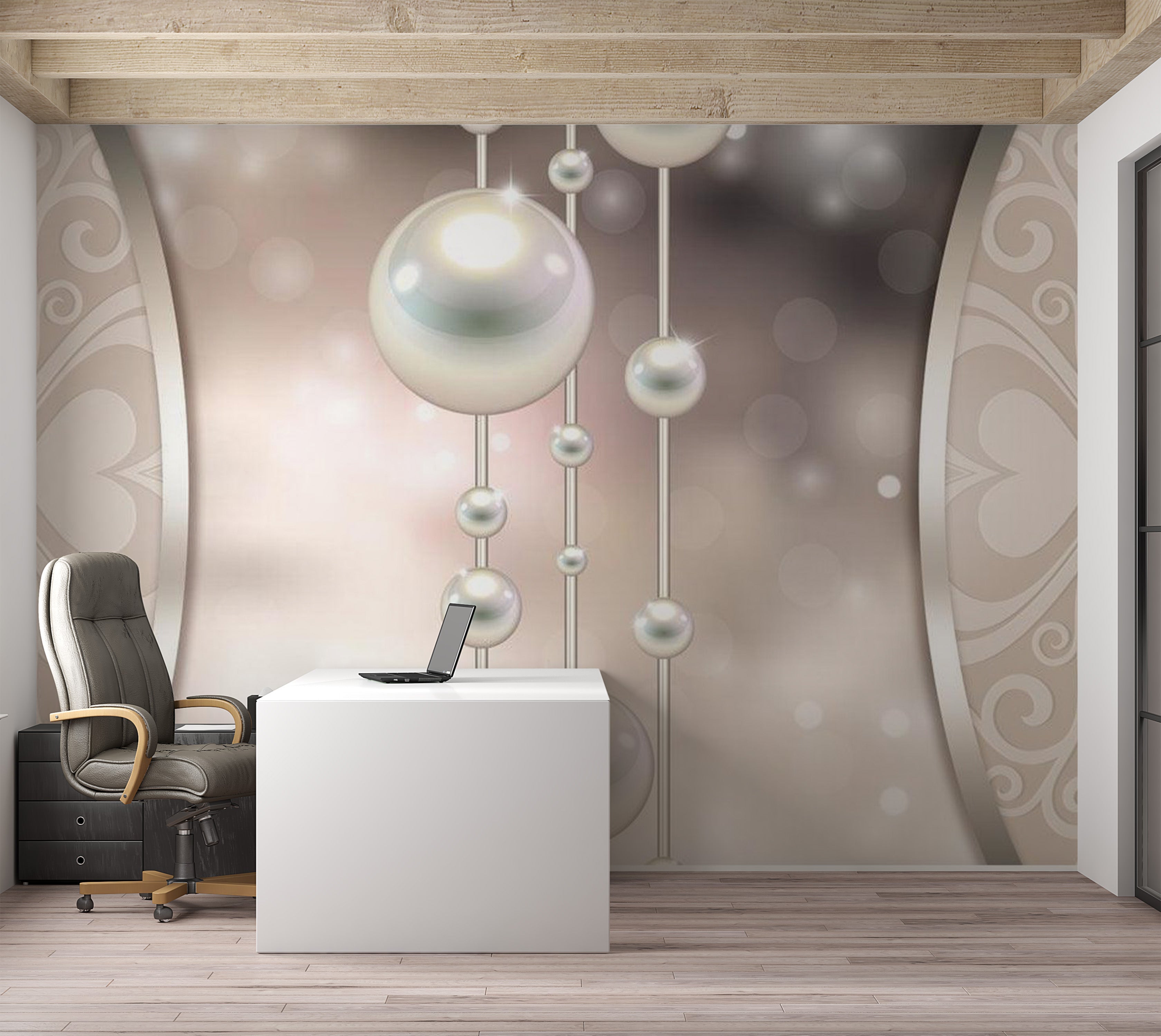 Glam Wallpaper Wall Mural - String Of Pearls 39"Wx27"H