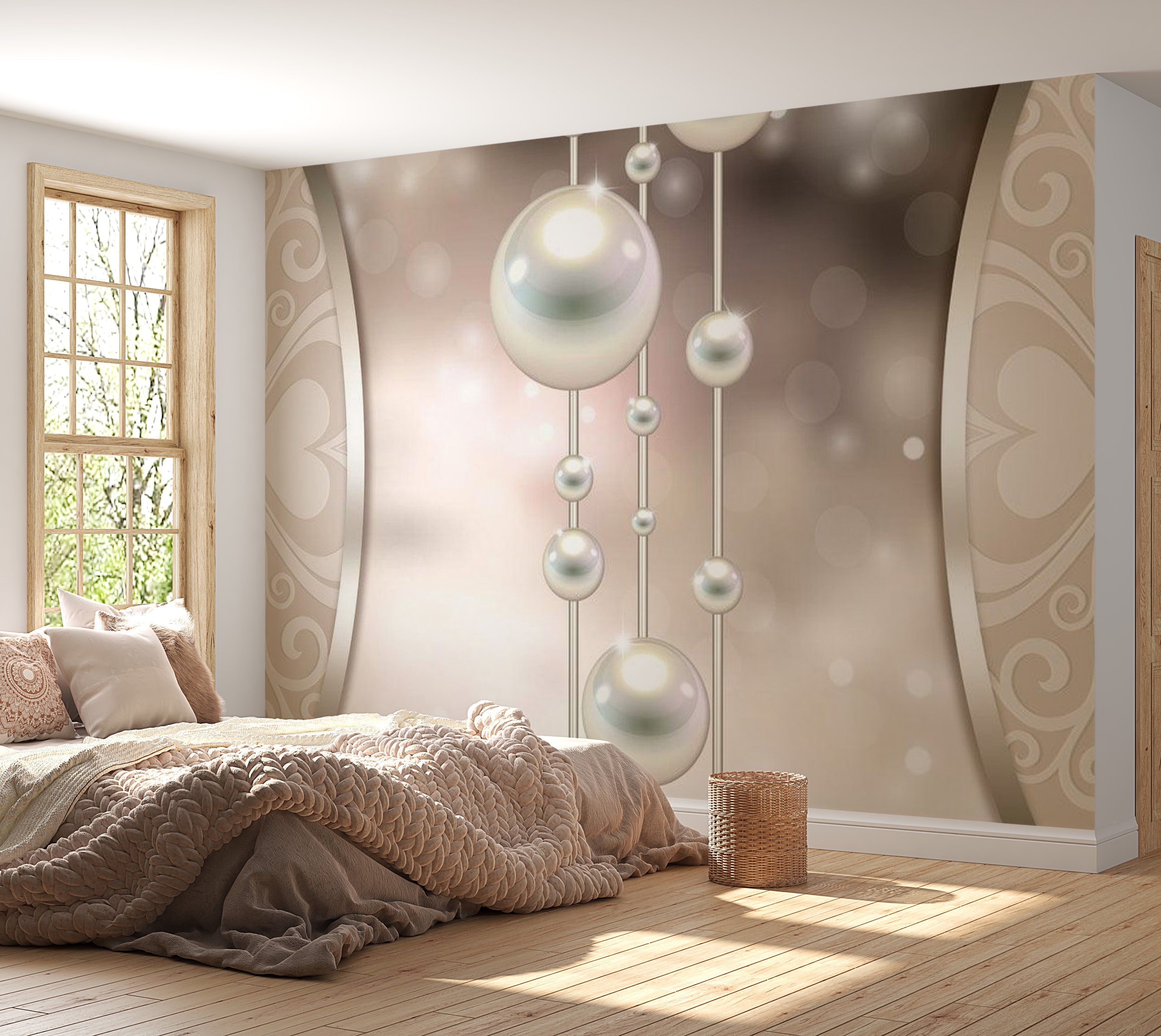 Glam Wallpaper Wall Mural - String Of Pearls 39"Wx27"H