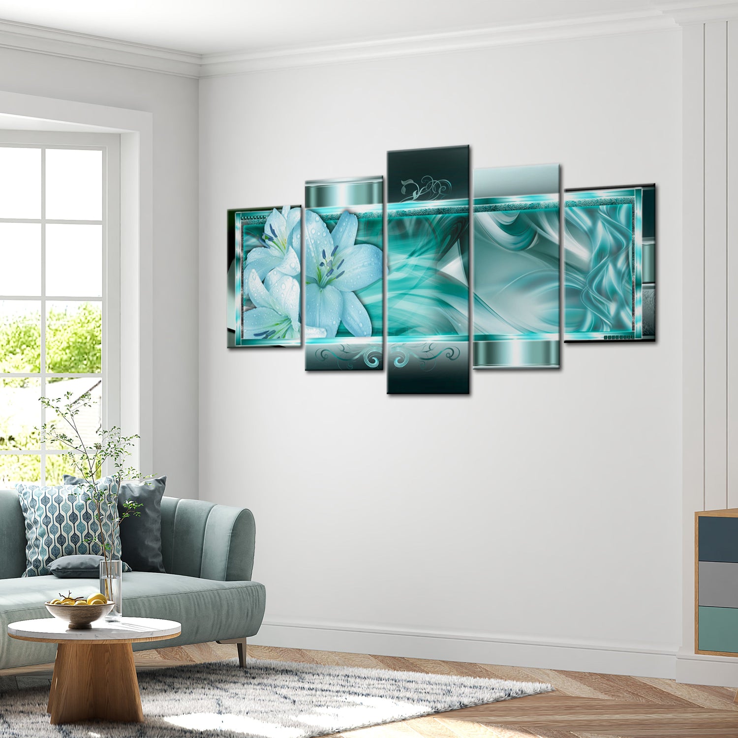 Glamour Canvas Wall Art - Azure Dream - 5 Pieces