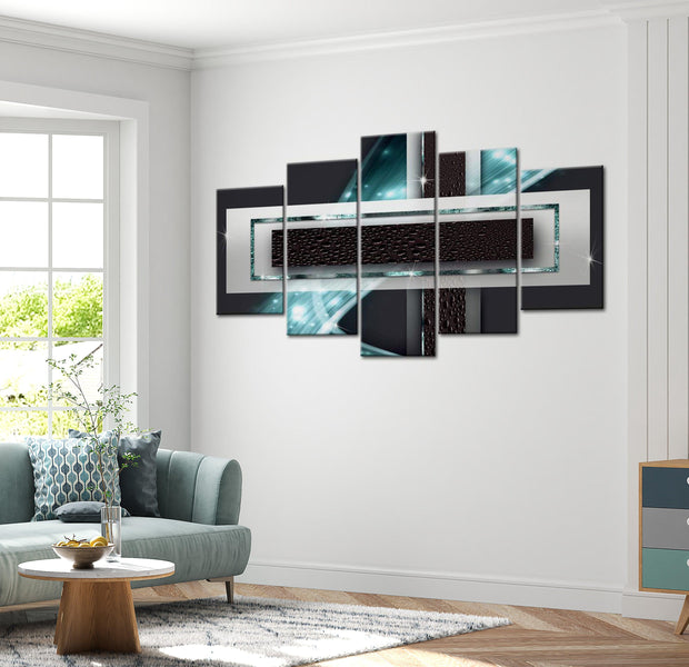 Glamour Canvas Wall Art - Azure Rain - 5 Pieces