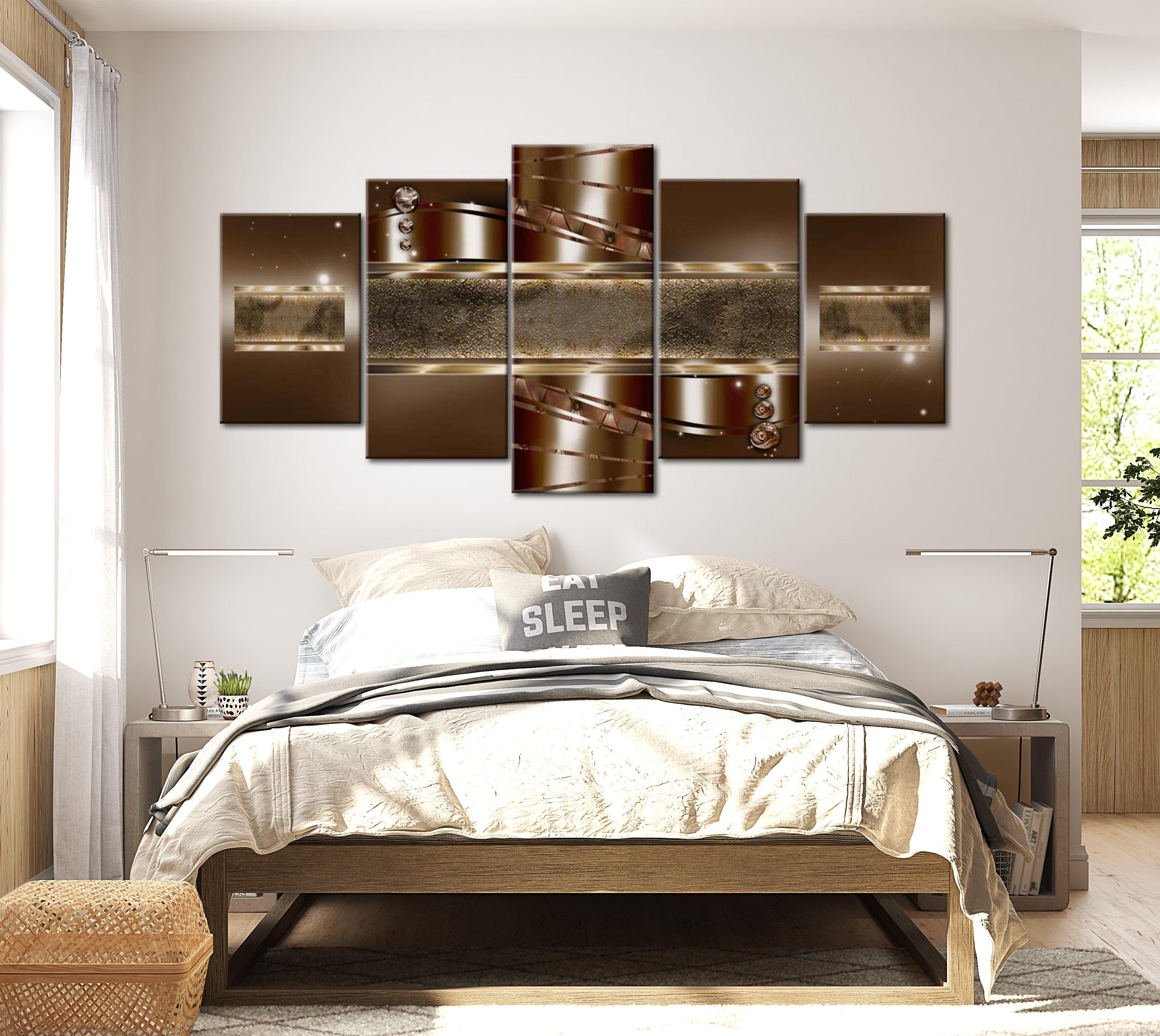 Glamour Canvas Wall Art - Brown Mirage - 5 Pieces