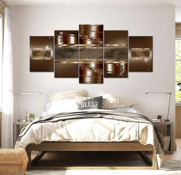 Glamour Canvas Wall Art - Brown Mirage - 5 Pieces