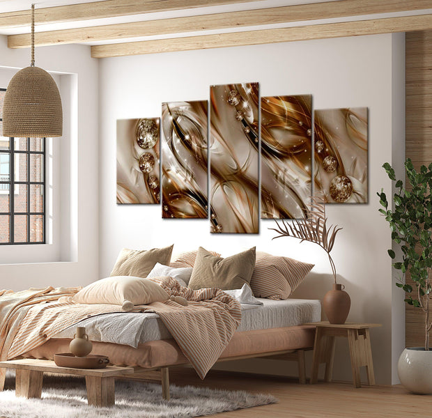 Glamour Canvas Wall Art - Brown Tide - 5 Pieces