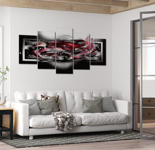 Glamour Canvas Wall Art - Carmine Ribbons - 5 Pieces
