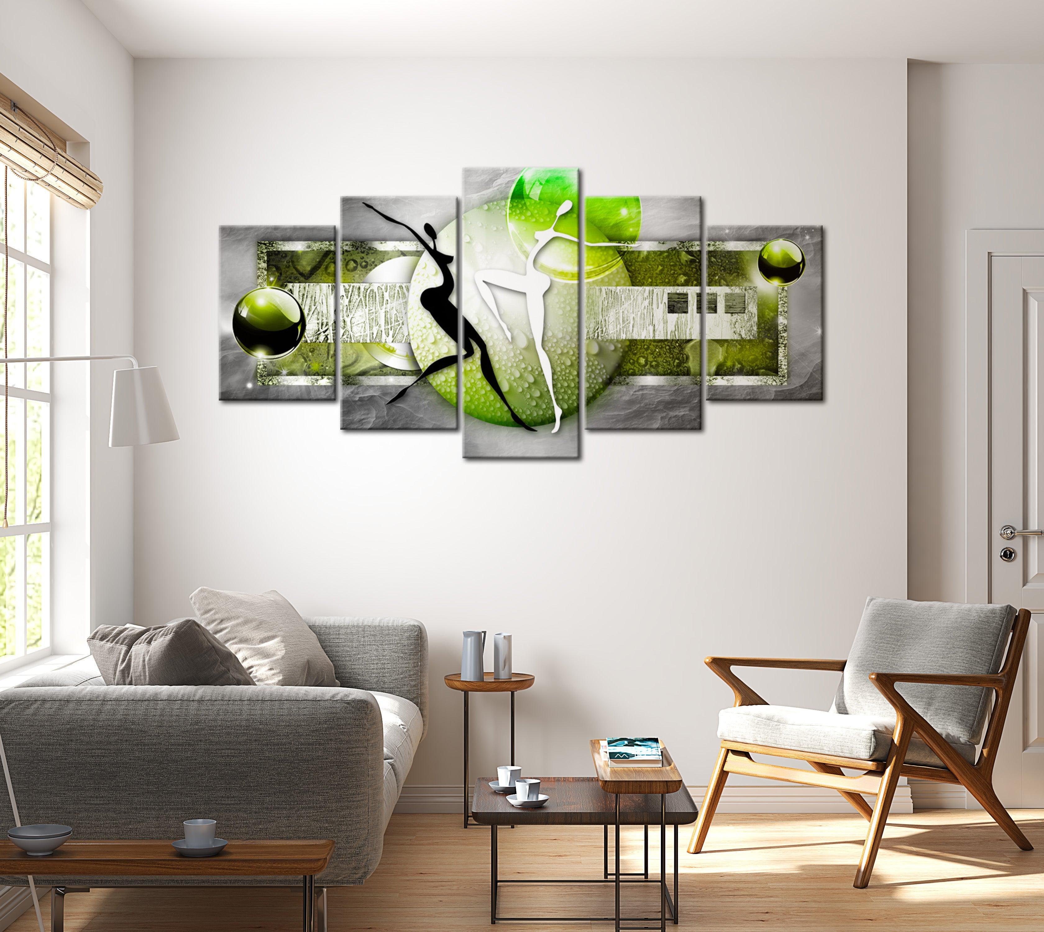 Glamour Canvas Wall Art - Dance Green - 5 Pieces