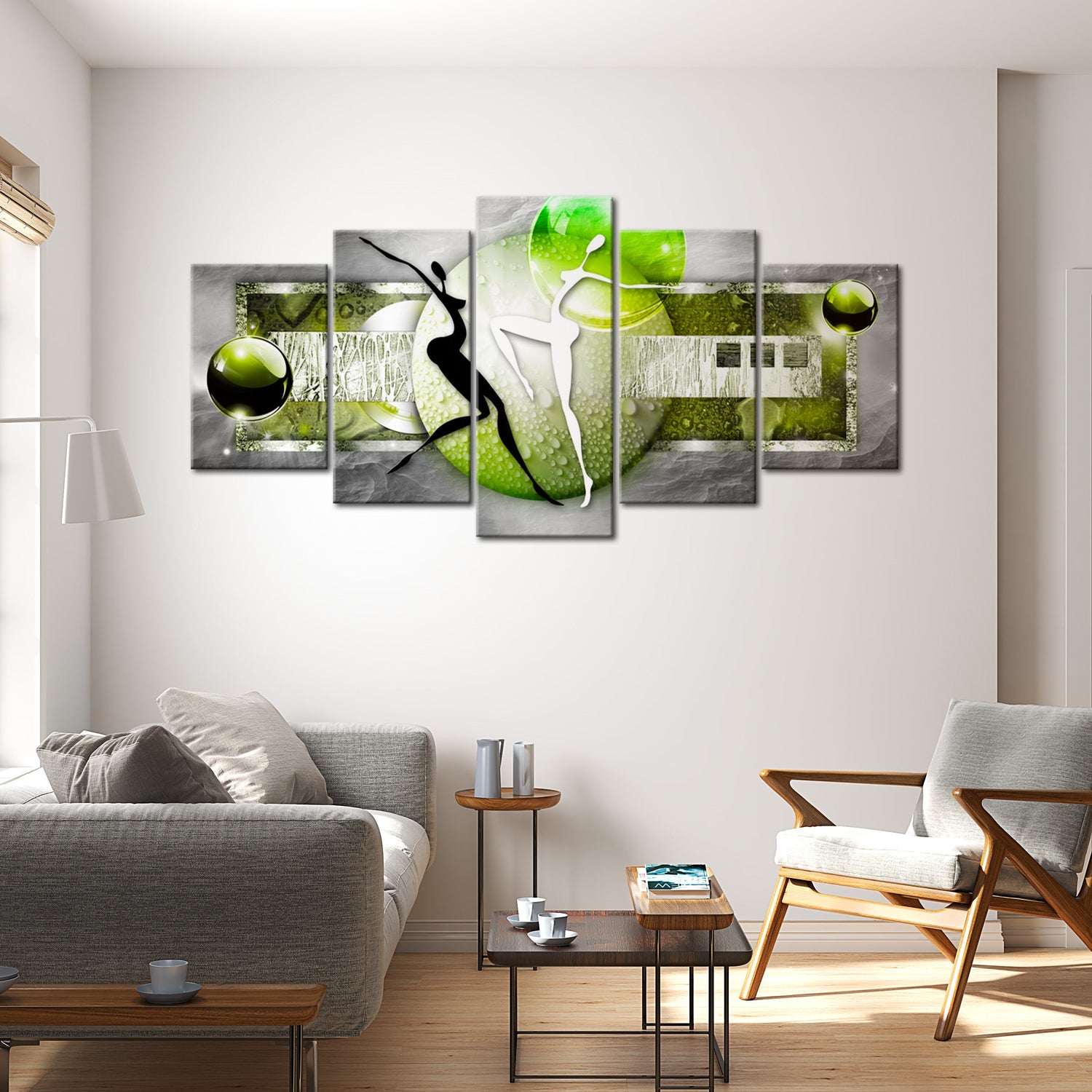 Glamour Canvas Wall Art - Dance Green - 5 Pieces