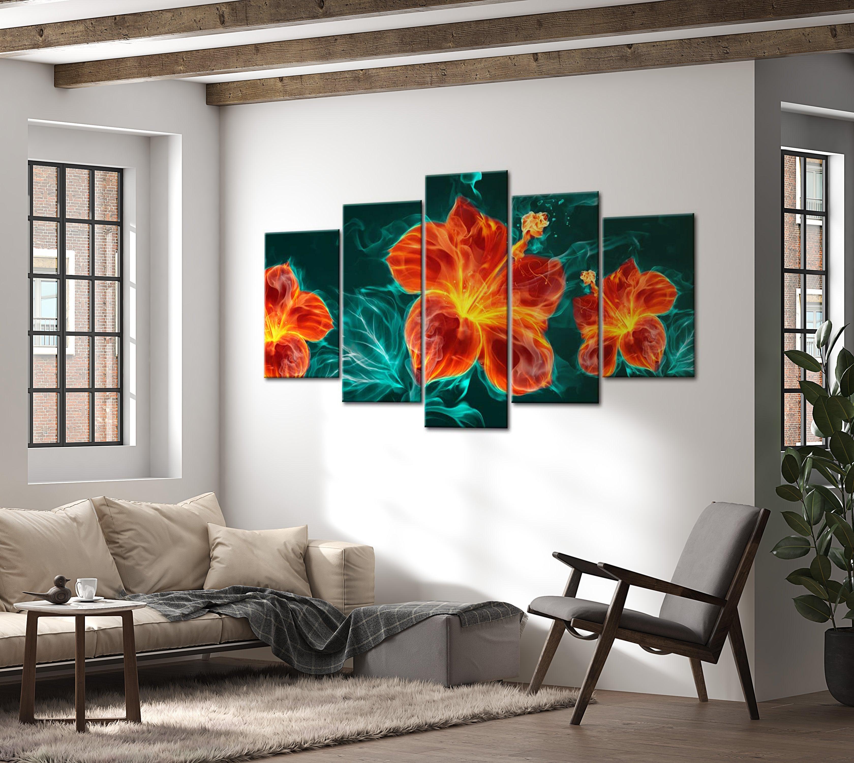 Glamour Canvas Wall Art - Flaming Lily - 5 Pieces