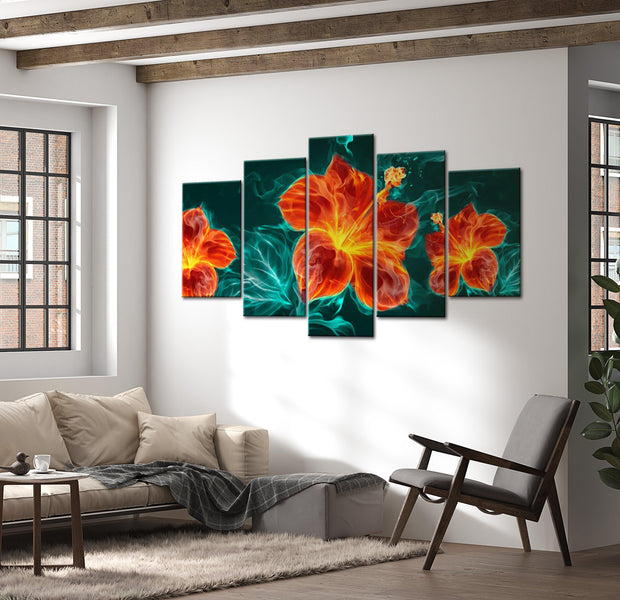 Glamour Canvas Wall Art - Flaming Lily - 5 Pieces