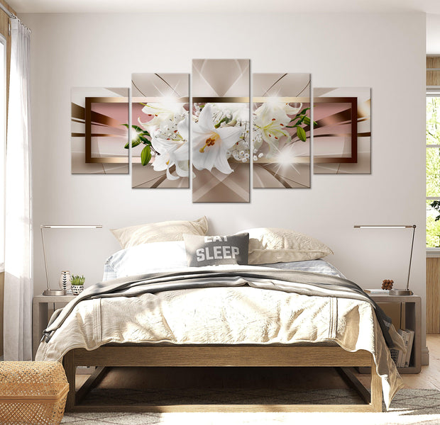 Glamour Canvas Wall Art - Floral Reflection - 5 Pieces