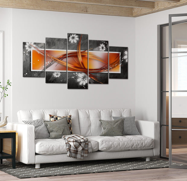 Glamour Canvas Wall Art - Flowers Abstract - 5 Pieces