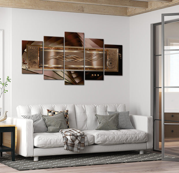 Glamour Canvas Wall Art - Golden Gentleness - 5 Pieces