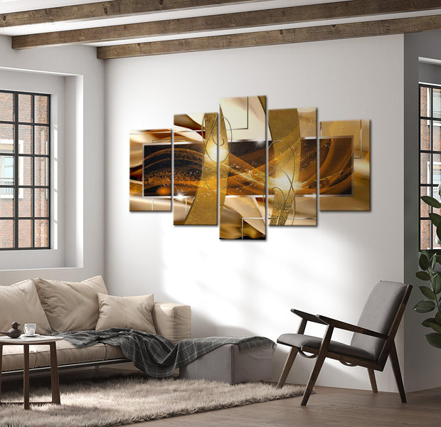Glamour Canvas Wall Art - Golden Lava - 5 Pieces