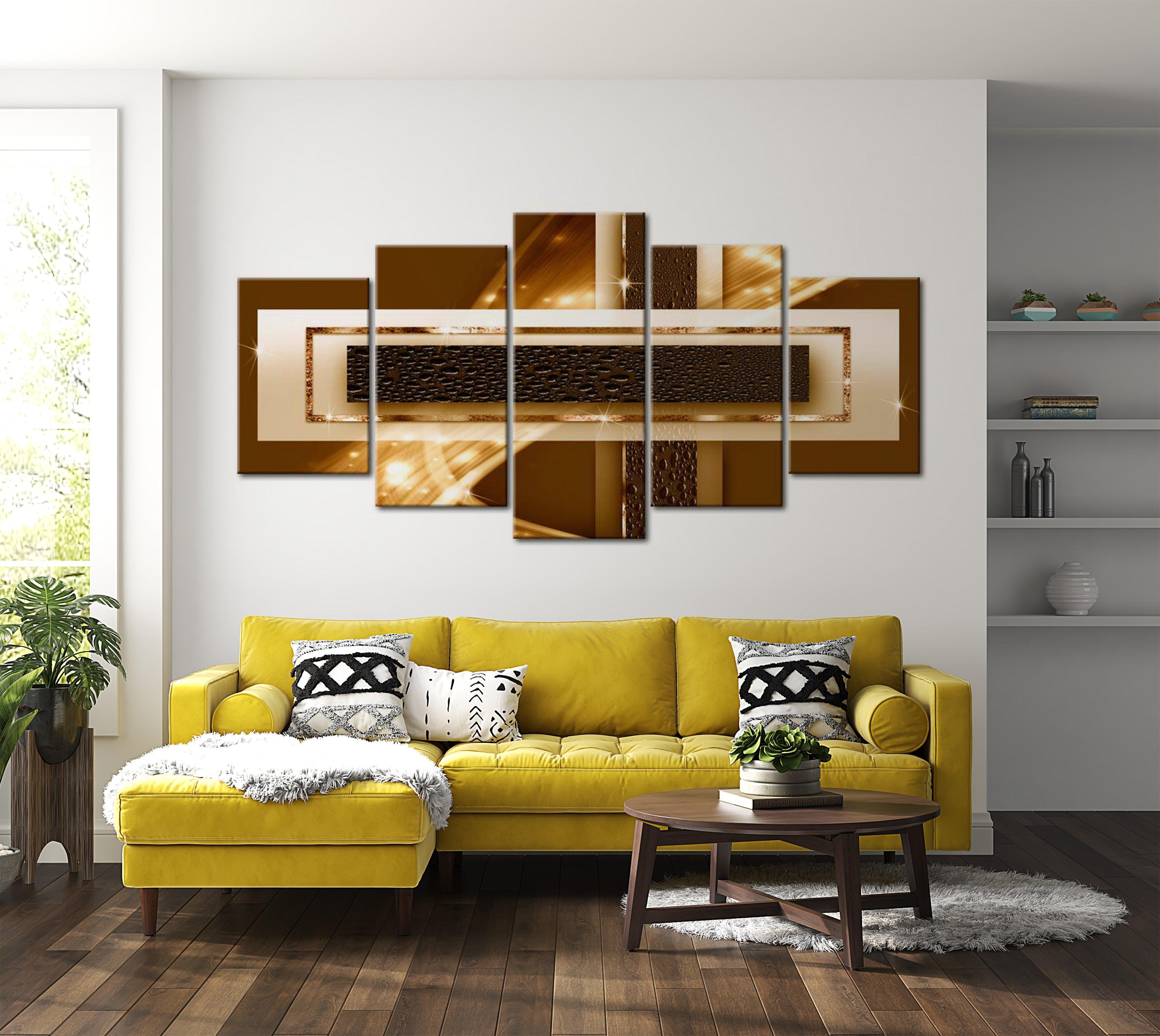 Glamour Canvas Wall Art - Golden Streak - 5 Pieces