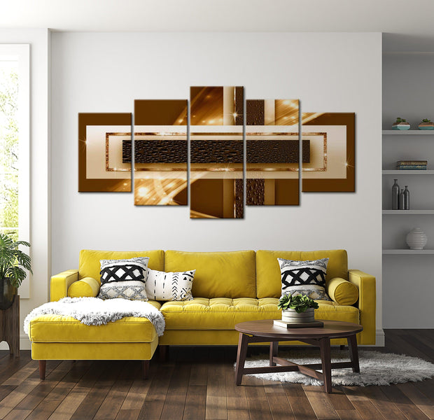 Glamour Canvas Wall Art - Golden Streak - 5 Pieces