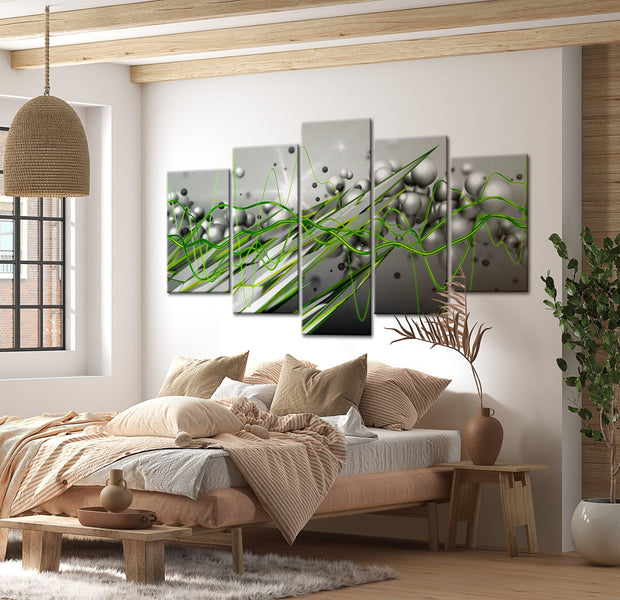 Glamour Canvas Wall Art - Green Rhythm - 5 Pieces