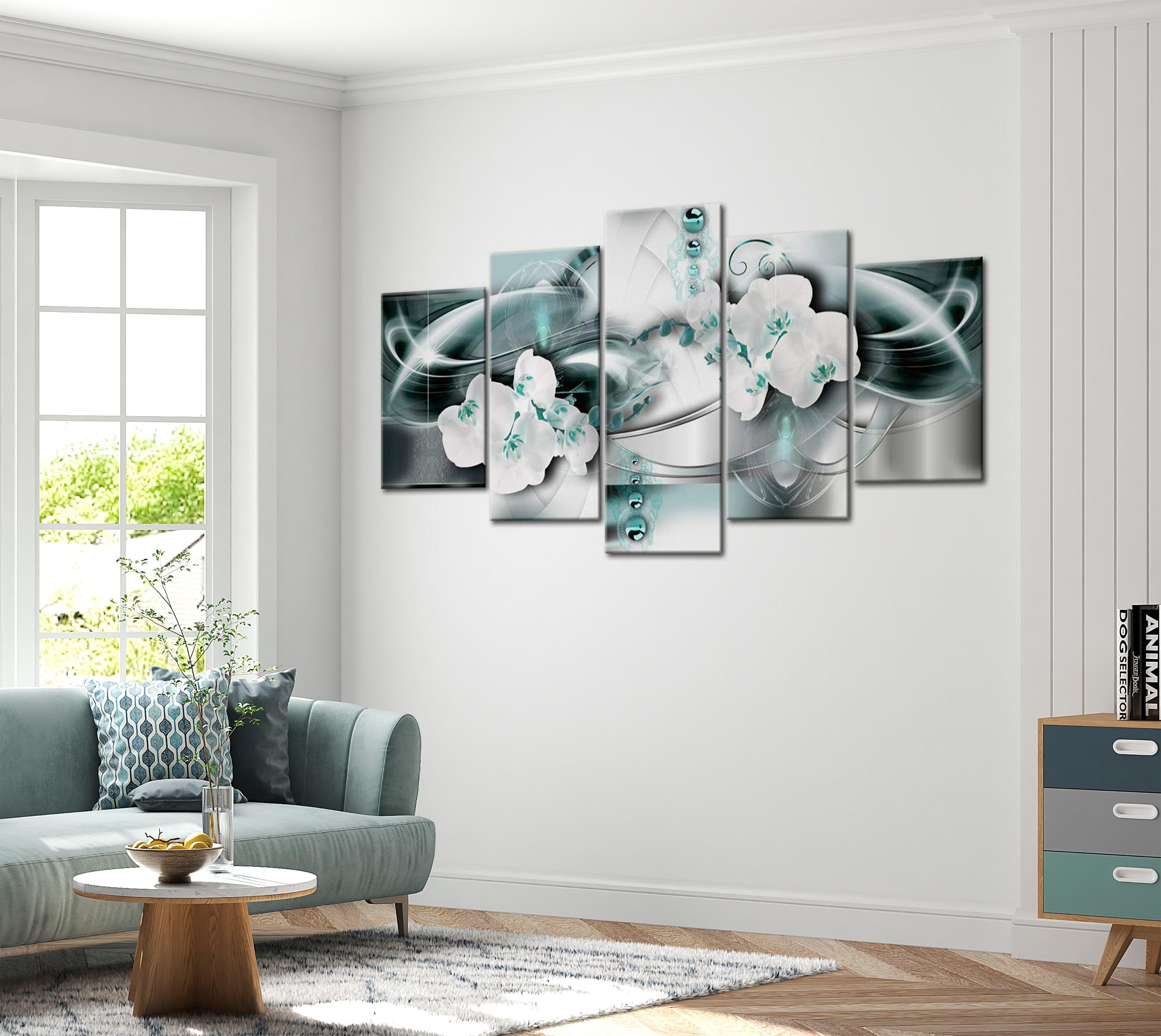 Glamour Canvas Wall Art - Platinum Sea - 5 Pieces