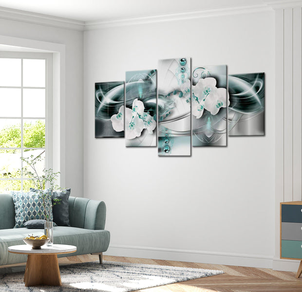 Glamour Canvas Wall Art - Platinum Sea - 5 Pieces