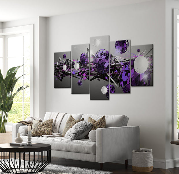 Glamour Canvas Wall Art - Purple Solar System - 5 Pieces