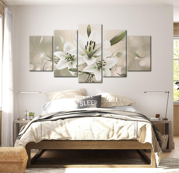 Glamour Canvas Wall Art - Sparkling Lilies - 5 Pieces