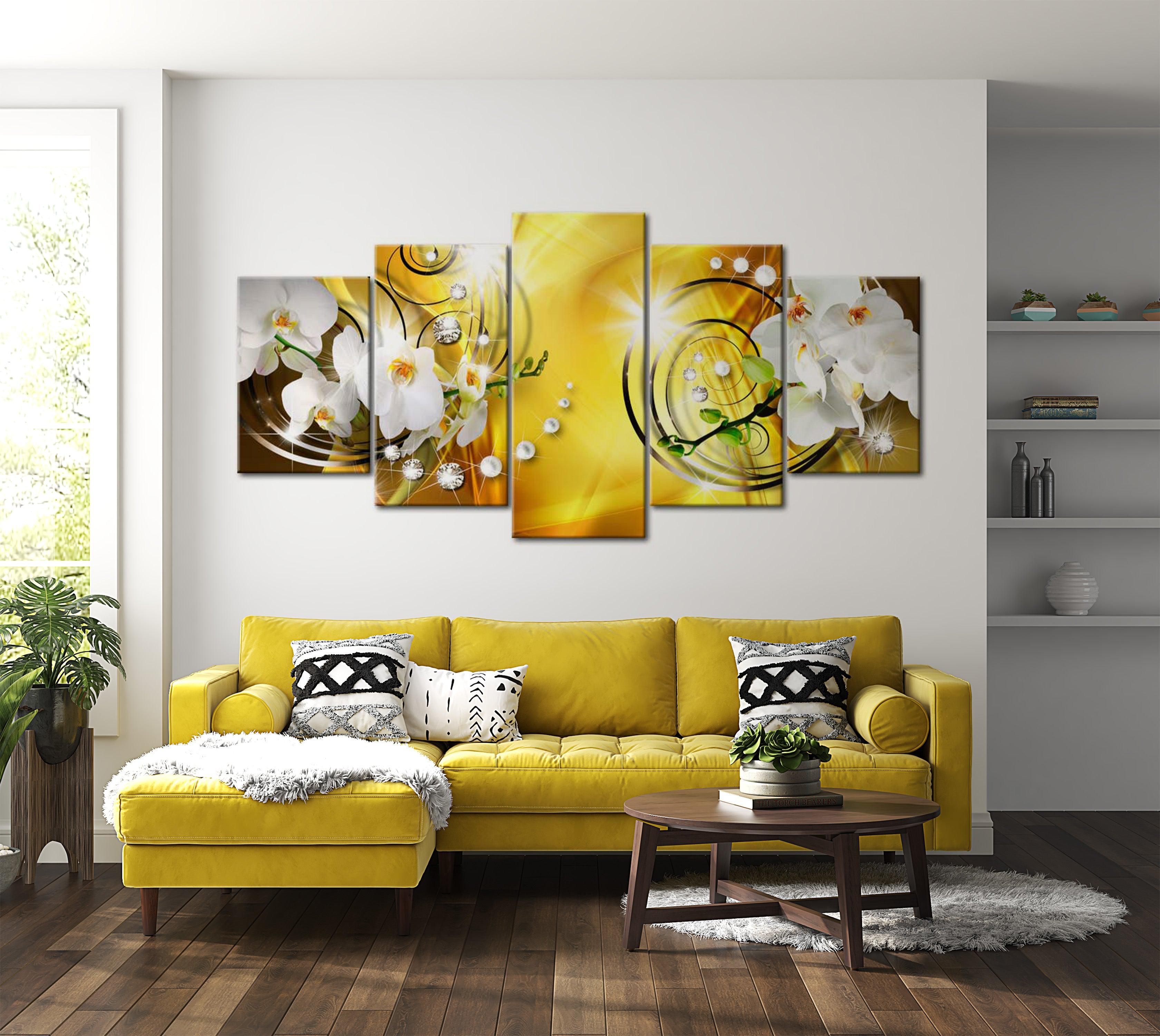 Glamour Canvas Wall Art - Yellow Admiration - 5 Pieces