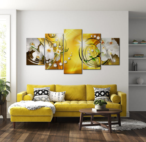 Glamour Canvas Wall Art - Yellow Admiration - 5 Pieces