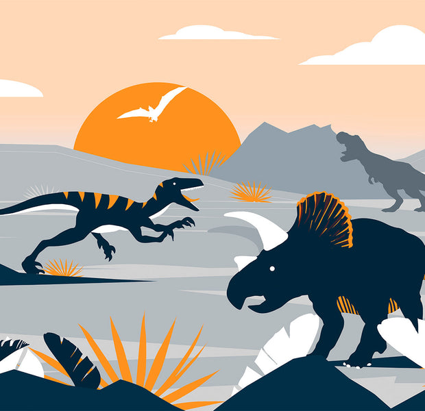 Kids Wallpaper Wall Mural - Abstract Dinosaurs Landscape