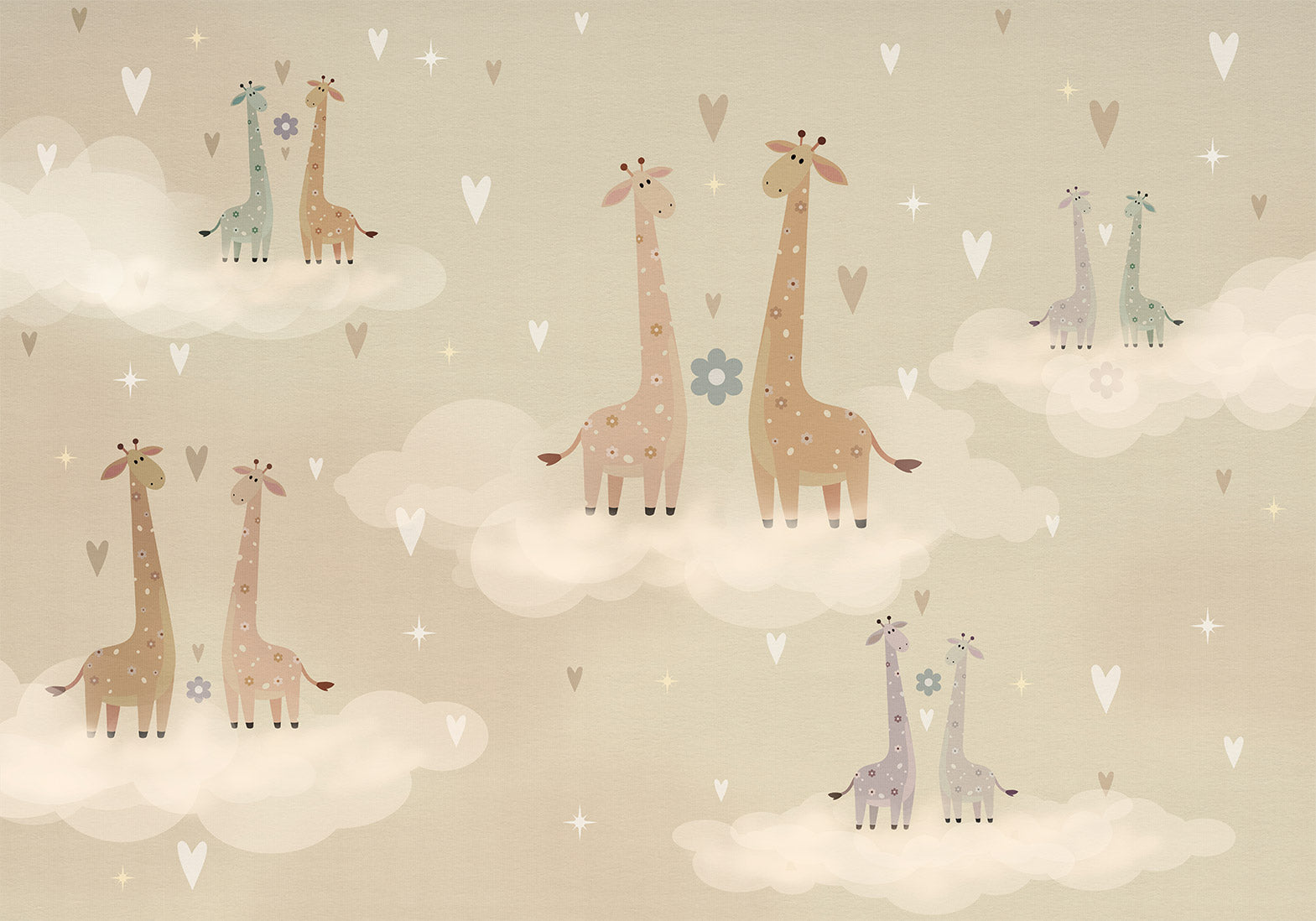 Kids Wallpaper Wall Mural - Giraffes in Love