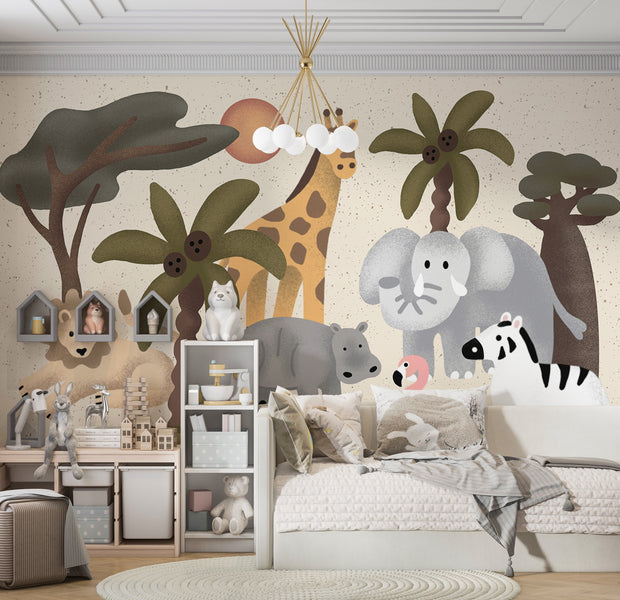 Kids Wallpaper Wall Mural - Jungle Animals