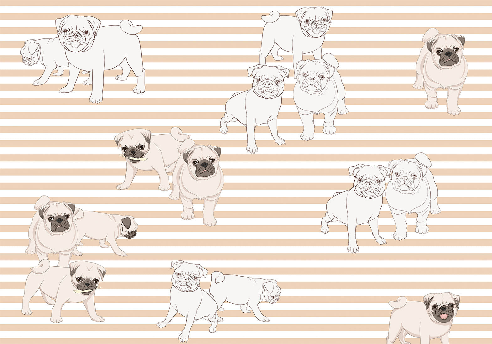 Kids Wallpaper Wall Mural - Playful Dogs