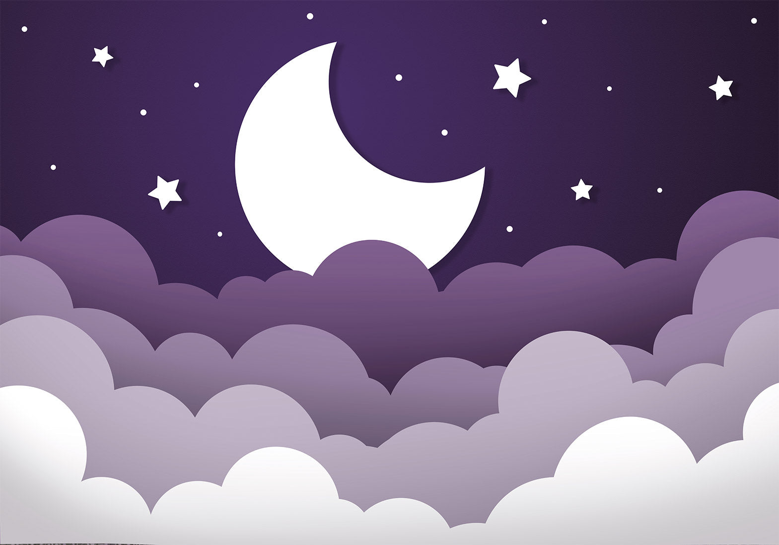 Kids Wallpaper Wall Mural - Purple Abstract Moon