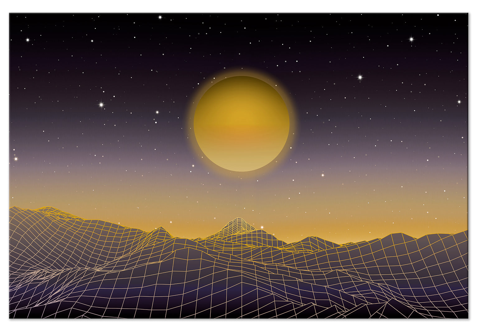 Landscape Canvas Wall Art - Futuristic Landscape Gold