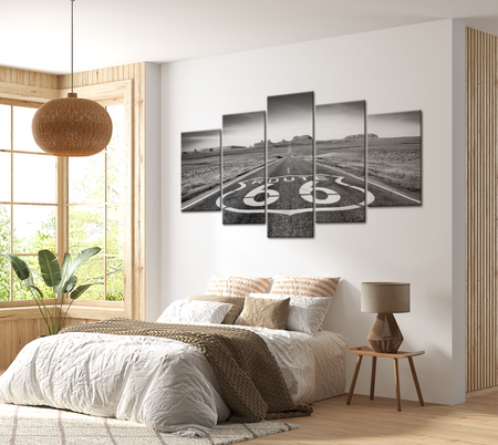 Landscape Canvas Wall Art - Grey Route 66 - 5 Pieces