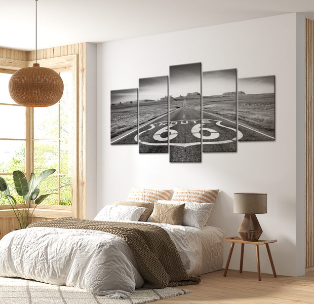 Landscape Canvas Wall Art - Grey Route 66 - 5 Pieces
