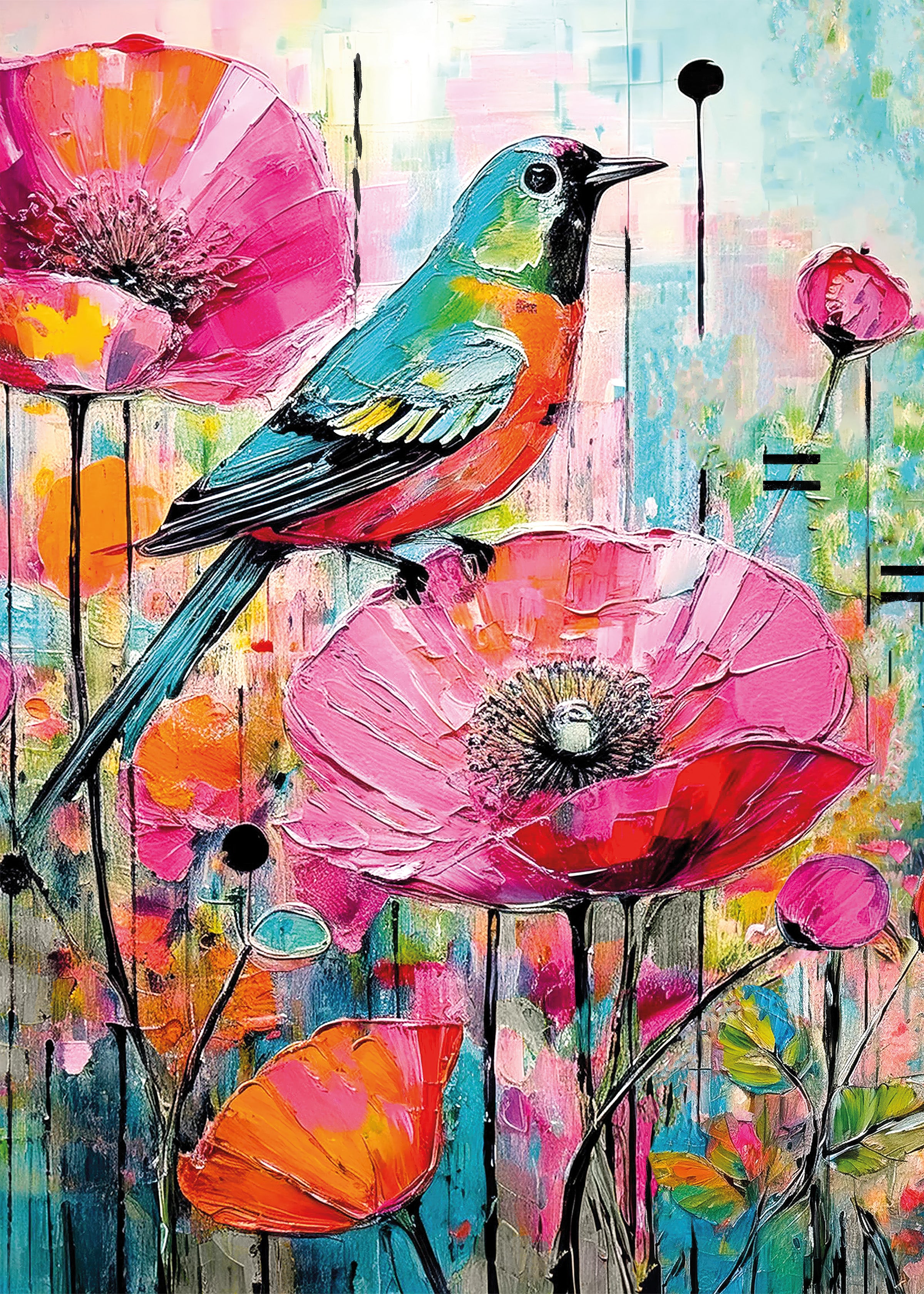 Happy Birds Poppies