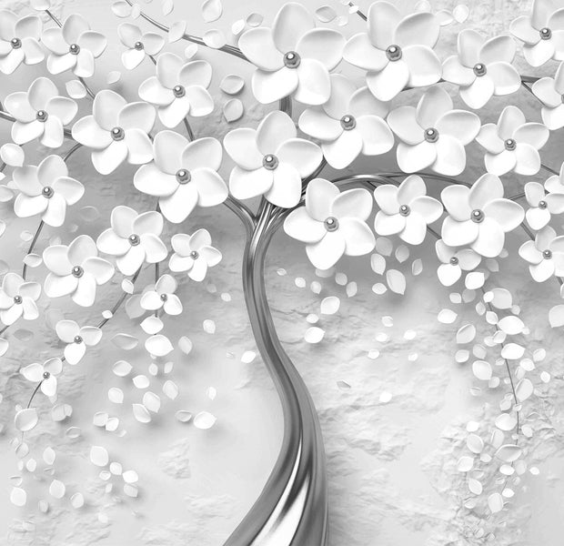 Premium Wallpaper Wall Mural - Modern Magnolia Silver