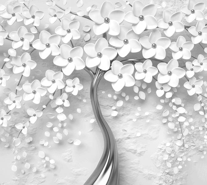 Premium Wallpaper Wall Mural - Modern Magnolia Silver