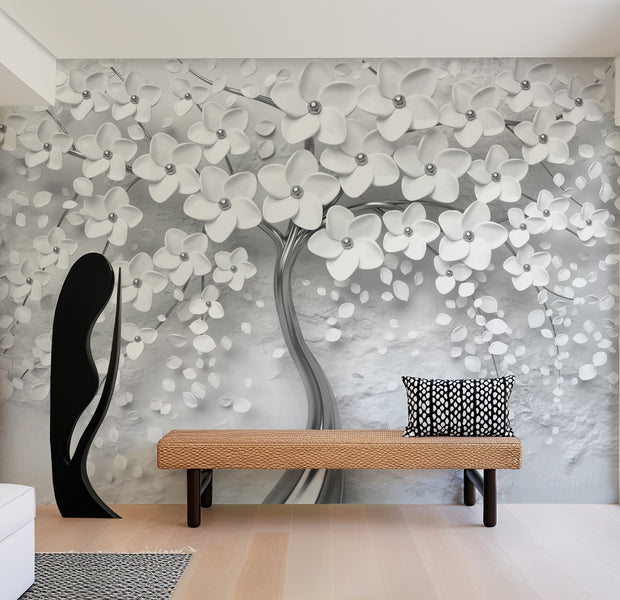 Premium Wallpaper Wall Mural - Modern Magnolia Silver