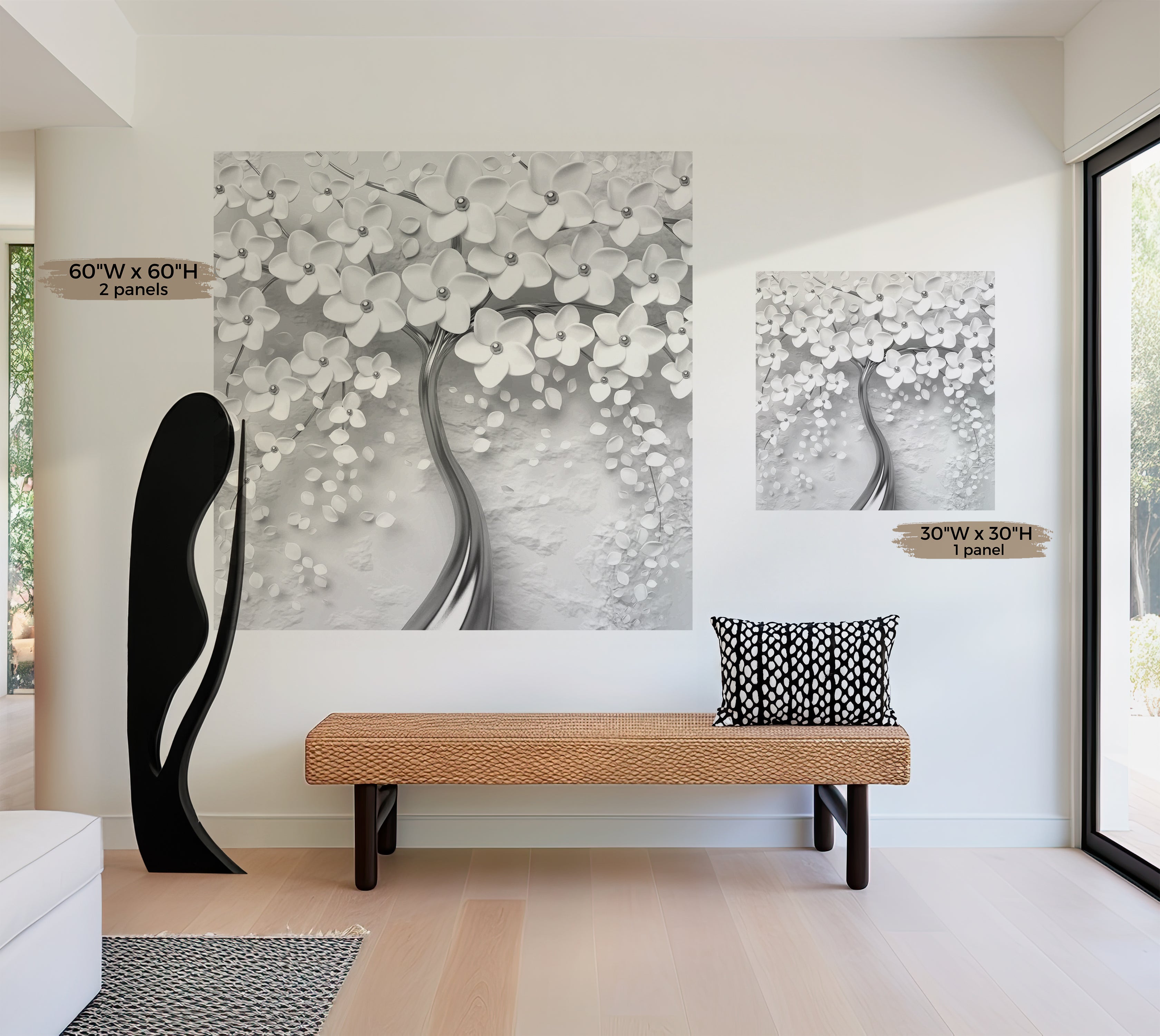 Premium Wallpaper Wall Mural - Modern Magnolia Silver
