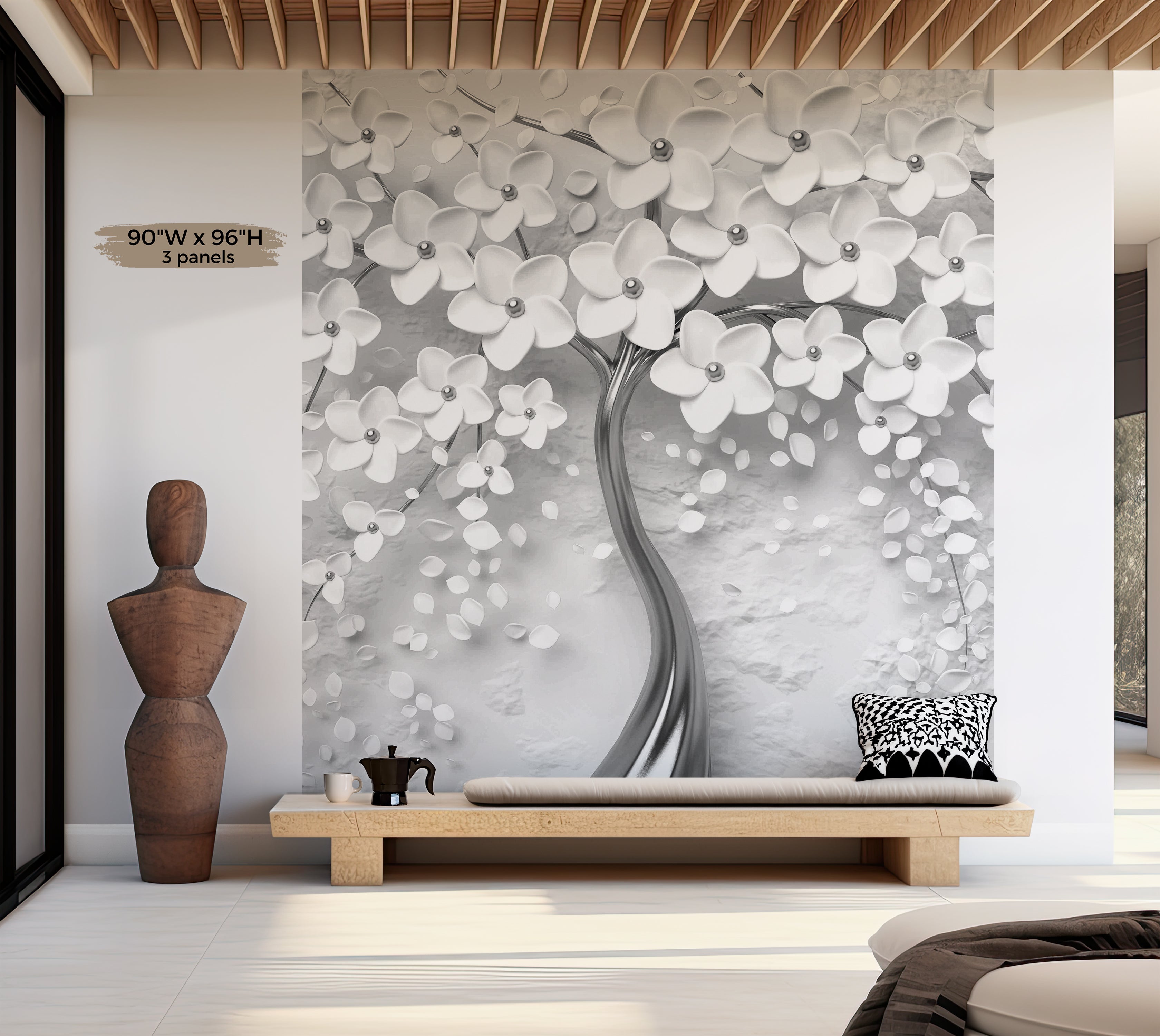Premium Wallpaper Wall Mural - Modern Magnolia Silver